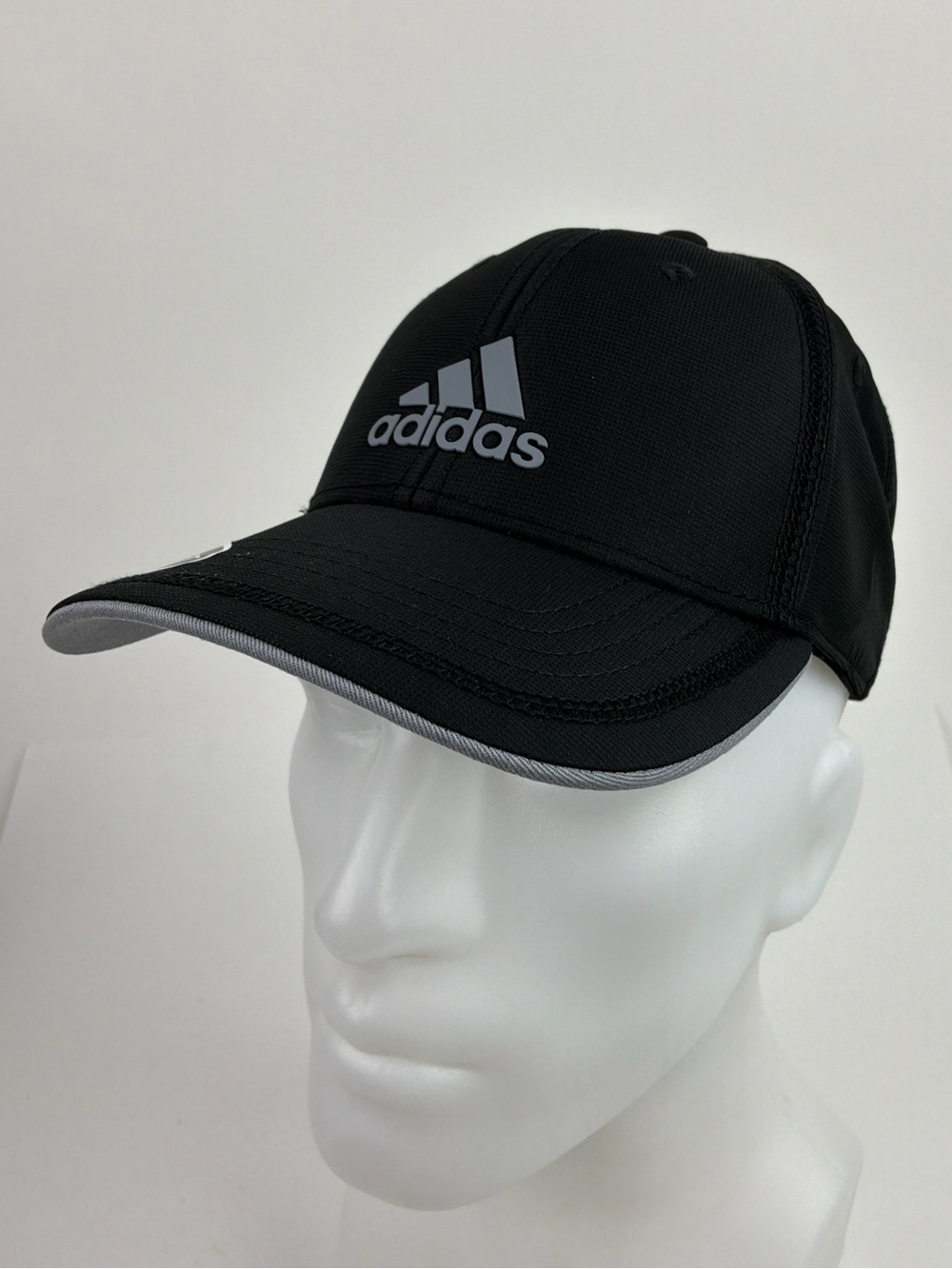adidas Black Cap with Light Gray Logo and Edge Trim